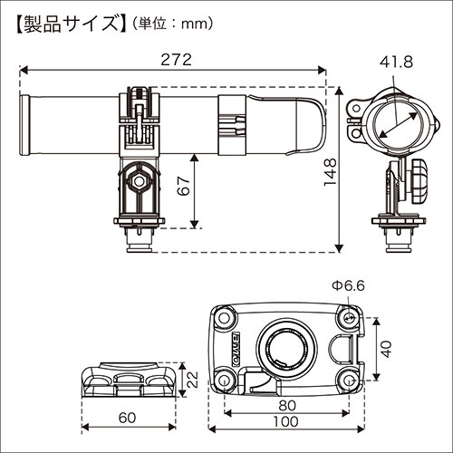 BMO JAPAN ステンロッドホルダー自在式 ステンベースLセット BM-SRH-SS (ボート備品)_1