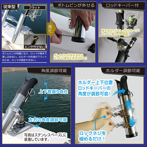 BMO JAPAN ステンロッドホルダー自在式 ステンベースLセット BM-SRH-SS (ボート備品)_5