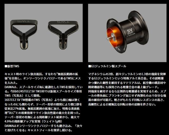 ダイワ 24 スティーズSV TW 100XHL (Daiwa ベイトリール 釣り 左