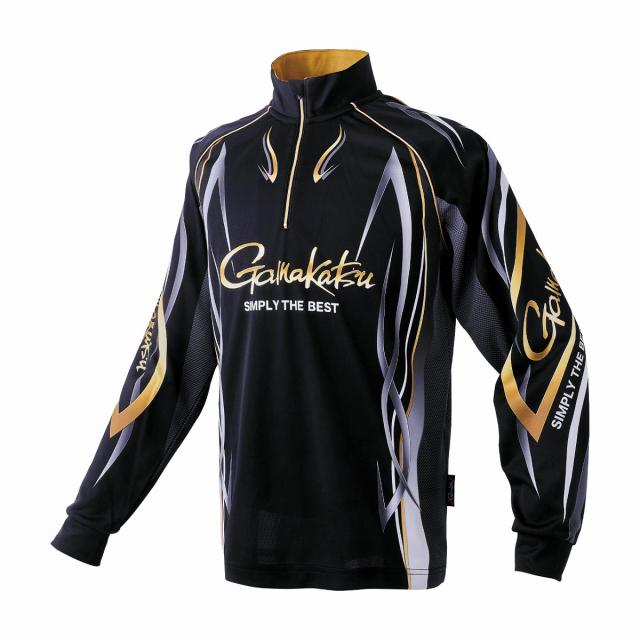 がまかつ 2WAY プリントジップシャツ長袖 ブラック GM3734 (フィッシングシャツ Tシャツ 父の日)【送料無料】