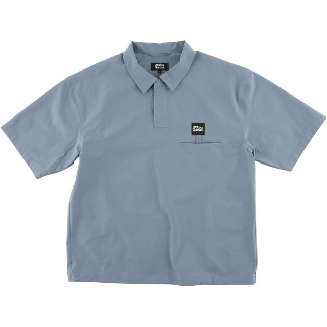 アブガルシア ウォーターレジスタントフィッシングポロ ブルーグレー (フィッシングシャツ 胸ポケット 半袖)