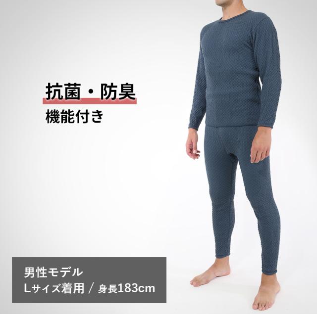 健繊 ひだまり チョモランマ サビウム長袖シャツ 紳士 ネイビー KS1948 (丸首シャツ 発熱肌着 ヒートインナー)_1