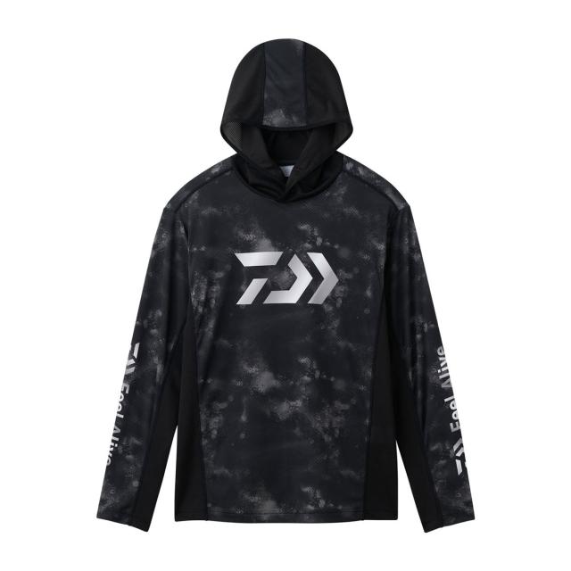 ダイワ ボートゲームフーディーシャツ ブラックヘイズカモ DE-3726 (フィッシングシャツ 長袖シャツ)