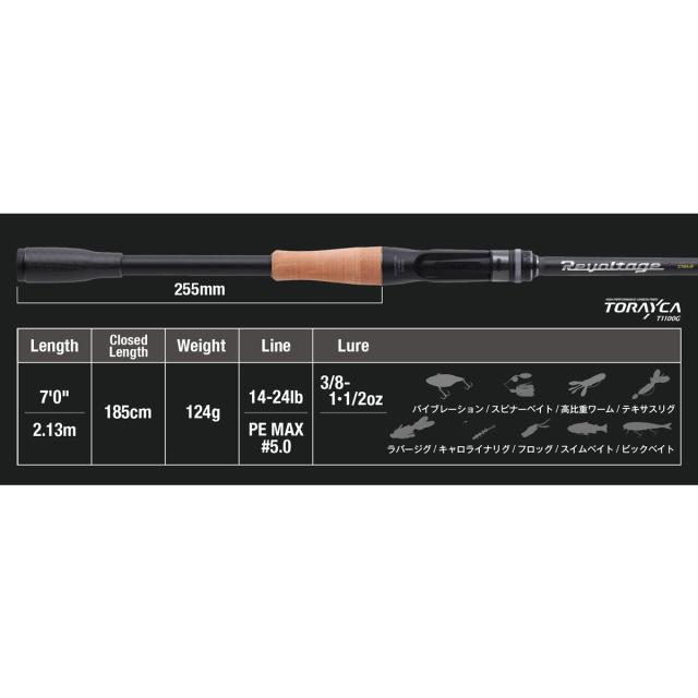 ジャッカル 23 リボルテージ RV2-C70H+R (ブラックバス ロッド 竿 釣り 2ピース)(大型商品A)_1
