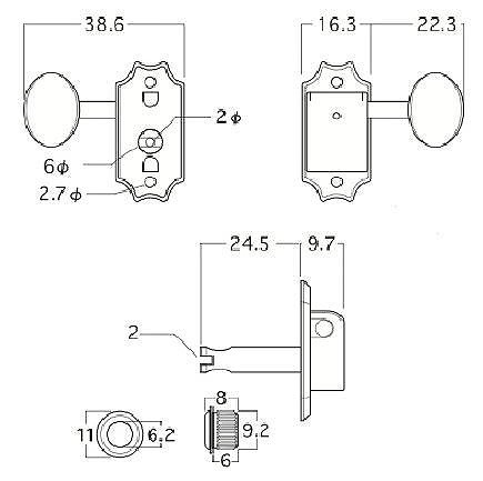 KLUSON/ペグ 3per side/MB/Nickel/SS/DR〈クルーソン〉の通販はau PAY