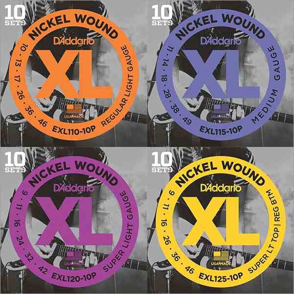 D'addario エレキ弦 EXL110-10PEXL115-10PEXL120-10PEXL125-10P（10セット入りパック）〈ダダリオ〉