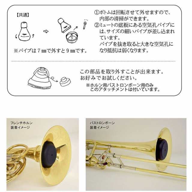 okura+mute オクラ＋ミュート for フレンチホルン＆バストロンボーン 兼用 Black｜au PAY マーケット