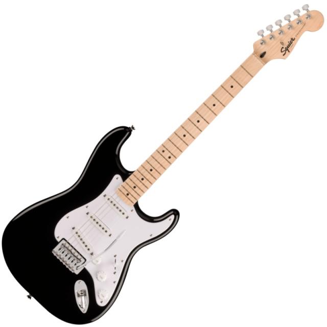 Squier by Fender Squier Sonic Stratocaster, Maple Fingerboard, White Pickguard, Black スクワイア フェンダー