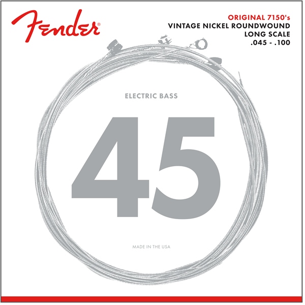 Fender Original 7150 Bass Strings, Pure Nickel, Roundwound, Long Scale, 7150ML .045-.100 Gauges, (4) ベース弦〈フェンダー〉