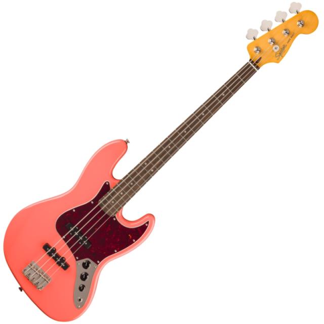 Squier by Fender Classic Vibe '60s Jazz Bass, Laurel Fingerboard, Tortoishell Pickguard, Tahitian Coral〈スクワイヤー〉