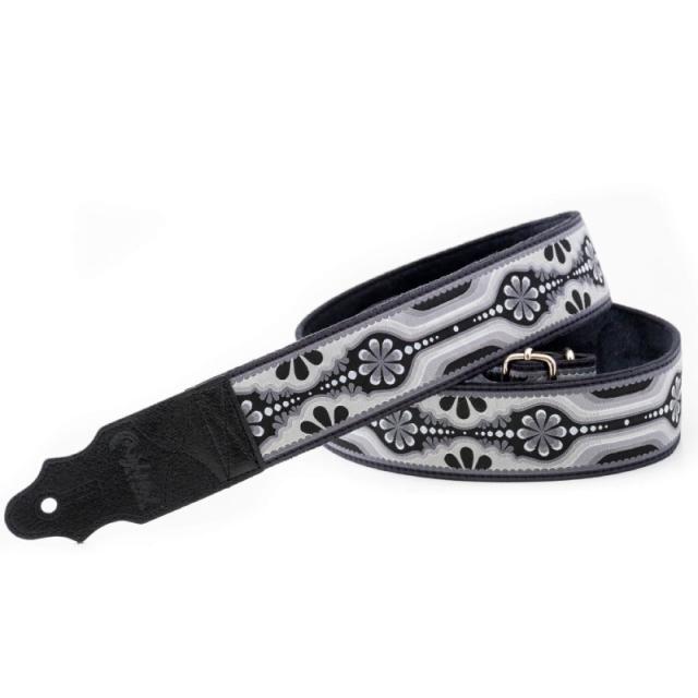 RightON!STRAPS LAUREL Black ギター ベース用ストラップ〈ライトオン！ストラップ〉