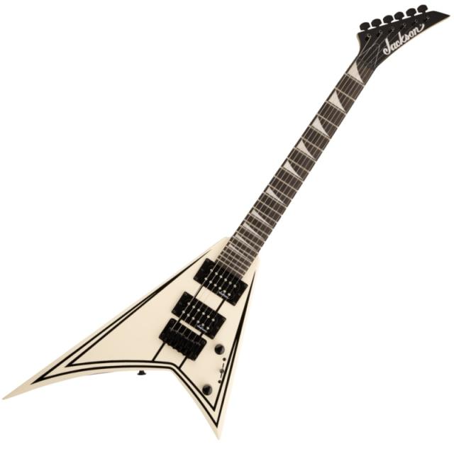 Jackson JS Series RR Minion JS1XM, Amaranth Fingerboard, Snow White with Black Pin Stripes ミニエレキギター〈ジャクソン〉