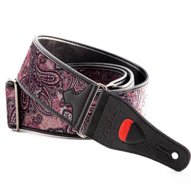 RightOn! STRAPS PAISLEY VELVET-60 BURGUNDY ギター/ベース用ストラップ〈ライトオン！ストラップス〉