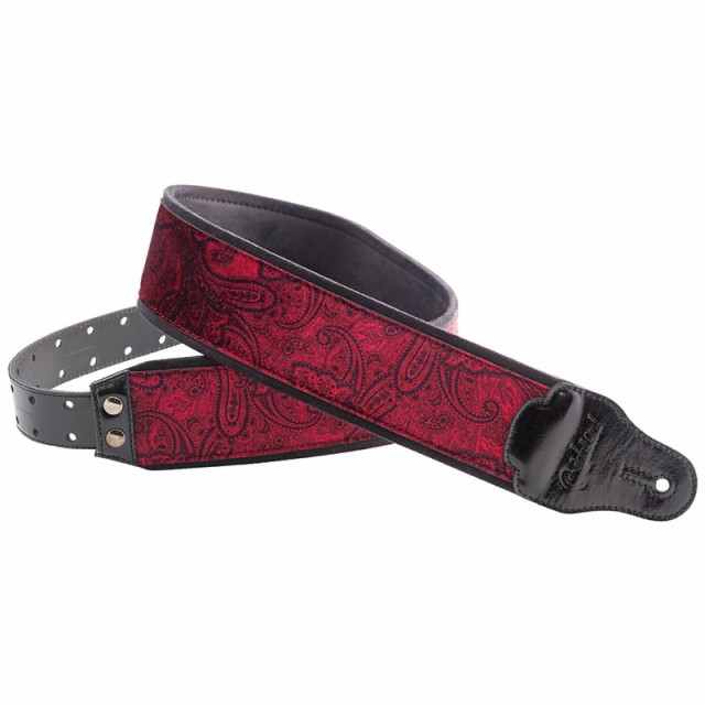 RightOn! STRAPS J-PAISLEY VELVET Red ギター/ベース用ストラップ〈ライトオン！ストラップス〉