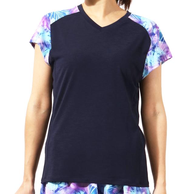 ソフィベラ　テニスウェア　柄半袖トップス　US-XSサイズ　新品 ソフィベラ テニスウェア 柄半袖トップス US-XSサイズ 新品 楽天