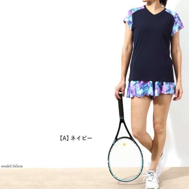 ◆ paradizパラディーゾ　レディーステニスウェア　セットアップ　ピンク花柄 ◇ paradizパラディーゾ レディーステニスウェア セットアップ