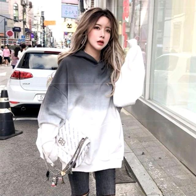 春新作 夏新作 パーカー スウェット トップス ビッグパーカー レディース グラデーション ビッグシルエット Big ダメージ トレーナー フの通販はau Pay マーケット レディスファッション安カワセール Hello