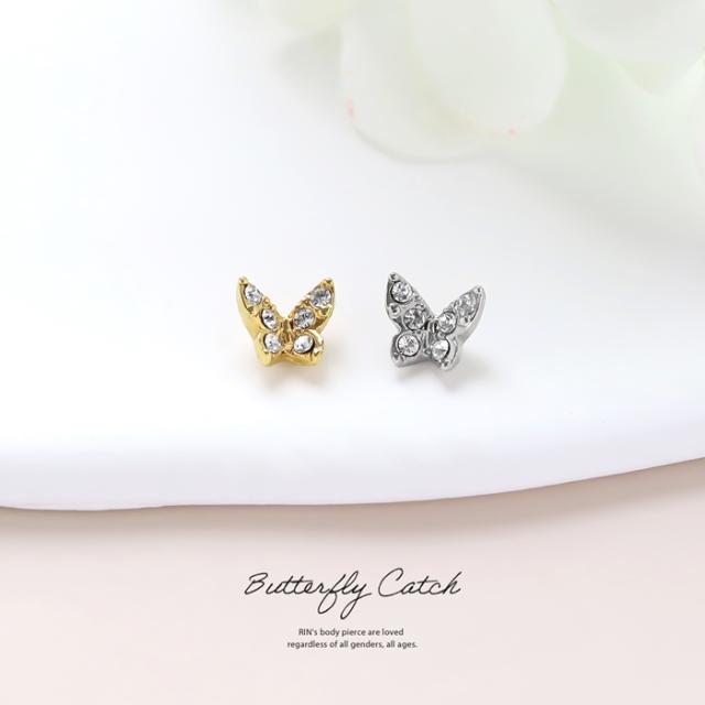 キャッチ ボディピアス 軟骨ピアス 18G 16G 14G 12G 蝶 蝶々