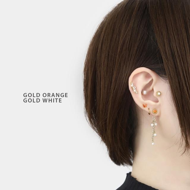 金製ラウンド型ストーンピアス(片耳用) K10ピアス(片耳)・フォーチュナ