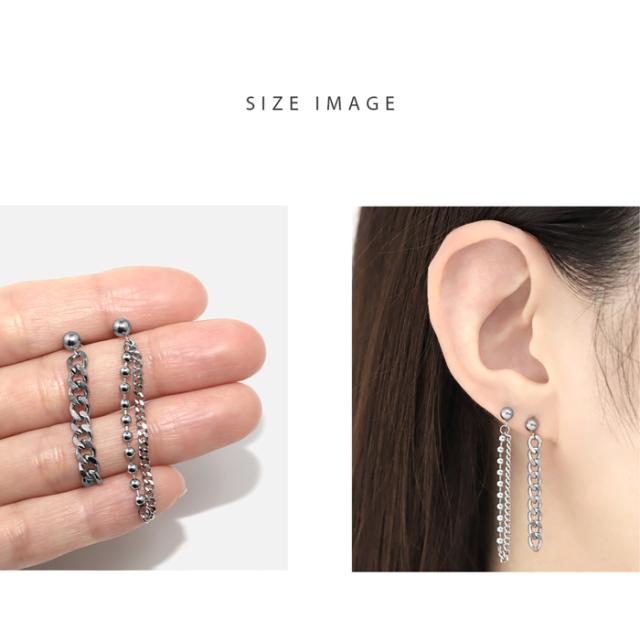 ボディピアス 16G 軟骨 ピアス チェーン メンズ 2way クール