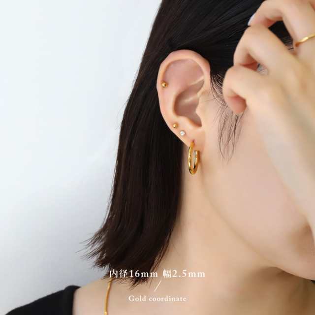 リングピアス 24K 24金 フープ ゴールド ピンクゴールド 可愛い