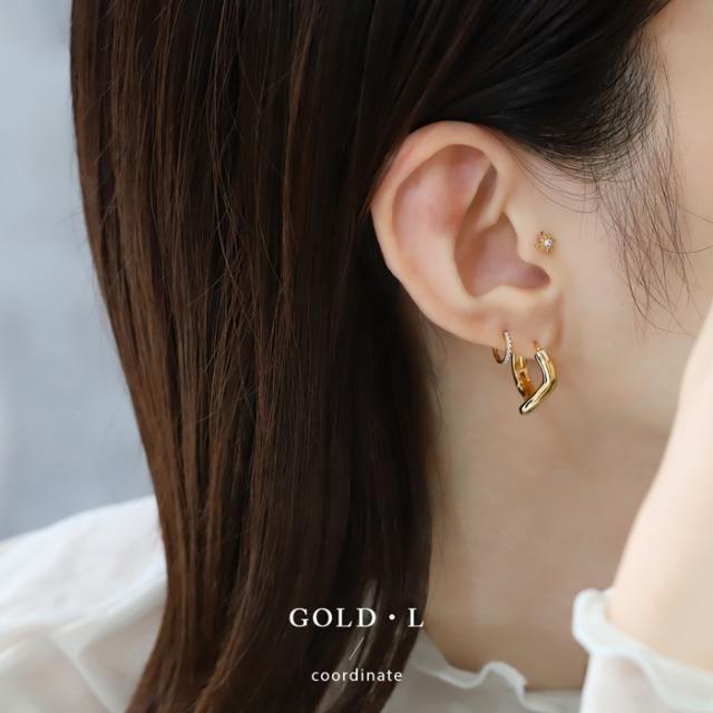 ピアス レディース 18K 18金 K18 コーティング ワンタッチ フープ