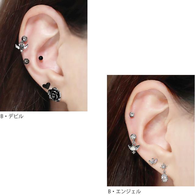 シンプルな片耳用ピアス ボディピアス 16G 18G 四角 スクエア ロック シンプル 片耳 軟骨