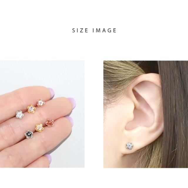 軟骨ピアス ボディピアス 16G 花 かわいい ピアス 金属