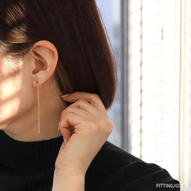 ピアス チェーンピアス アメリカンピアス ロング 18k 18金 K18 