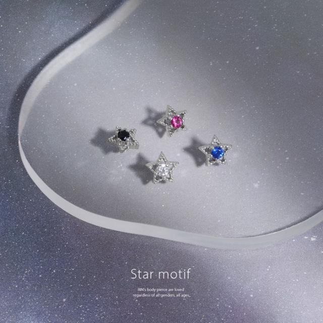 ボディピアス キャッチ 16G 18G 星 スター ジュエル キュービック