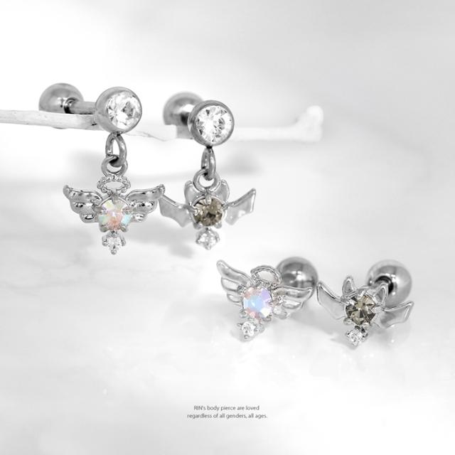 エンジェルピアス(片耳用)箱付き エンジェルウィングスターピアス 16G 軟骨ピアス スター ジュエル