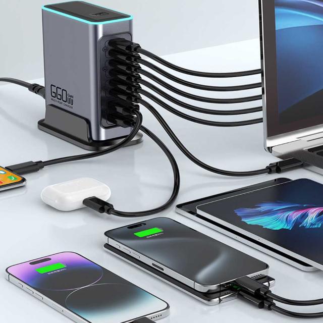 タワー型 マルチパワーステーション マルチ充電器 8ポート Type-C 単ポート最大100W【USB-C×6とUSB-A×2】 PD3.0対応 PPS規格対応 電源タップ USBタップ PSE技術基準適合_1