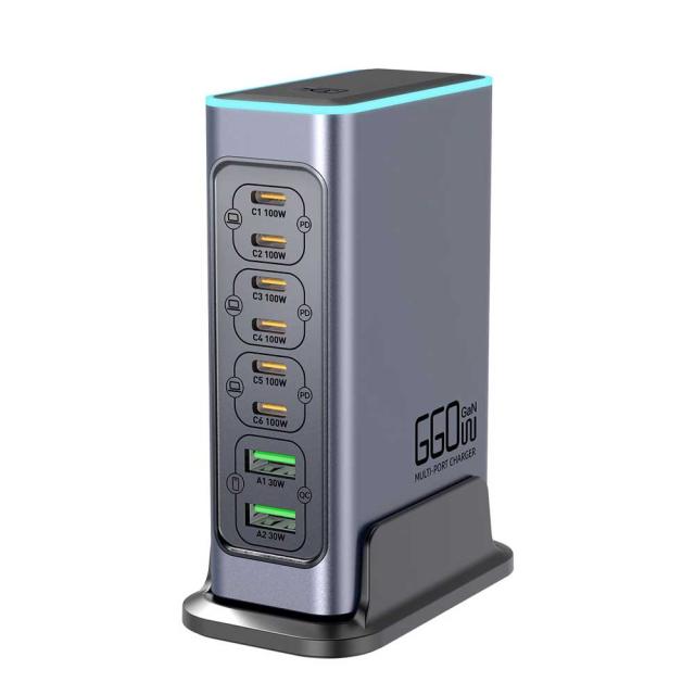 タワー型 マルチパワーステーション マルチ充電器 8ポート Type-C 単ポート最大100W【USB-C×6とUSB-A×2】 PD3.0対応 PPS規格対応 電源タップ USBタップ PSE技術基準適合_8