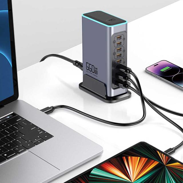 タワー型 マルチパワーステーション マルチ充電器 8ポート Type-C 単ポート最大100W【USB-C×6とUSB-A×2】 PD3.0対応 PPS規格対応 電源タップ USBタップ PSE技術基準適合_2