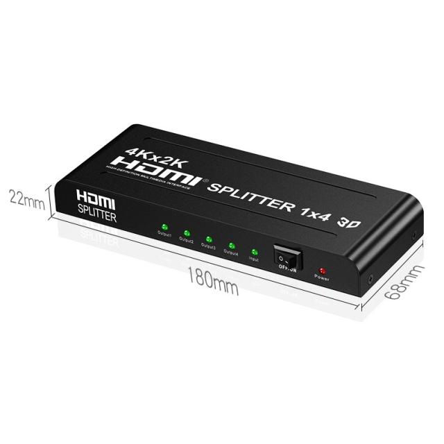 【送料無料】HDMIスプリッター 1入力4出力,1×4 HDMI分配器 高解像度 4K 2K 1080P 3D HDTV対応 