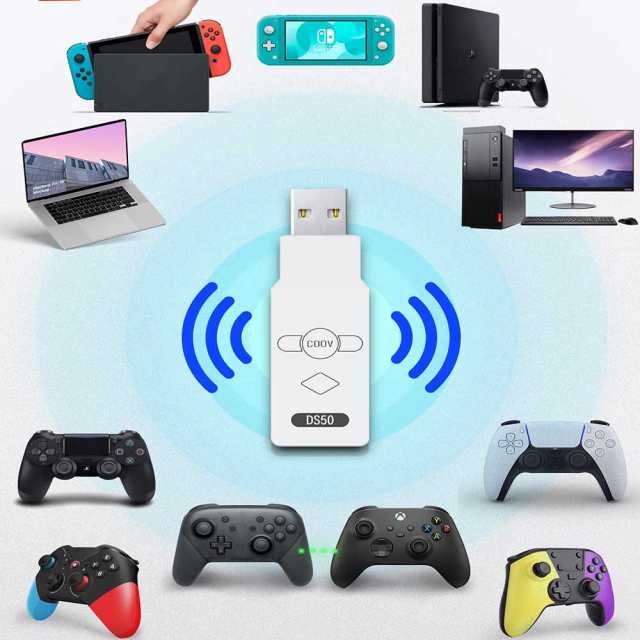 PS5/PS4/Switch/Switch lite/PC用コントローラー変換アダプター 無線