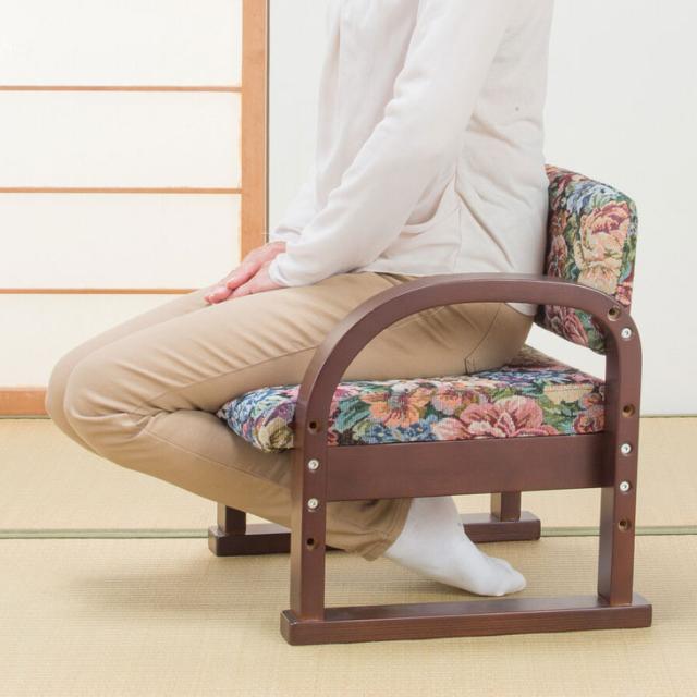 座椅子 2脚組 立ち上がり補助 膝が痛い人向け 高齢者 椅子 ローチェア 和座椅子 正座椅子 天然木 肘付き 日本製 お座敷チェア 法事 仏間 送料無料_3