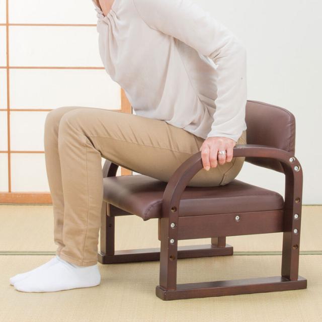 座椅子 2脚組 立ち上がり補助 膝が痛い人向け 高齢者 椅子 ローチェア 和座椅子 正座椅子 天然木 肘付き 日本製 お座敷チェア 法事 仏間 送料無料_4