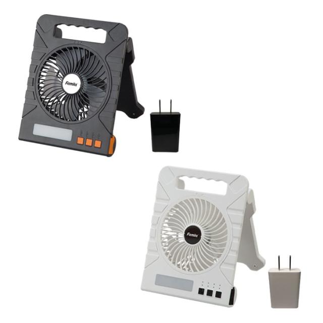 充電式ソーラーパワフルファン 小型 扇風機 USB充電 ソーラー充電 10,000mAh バッテリー スマホ充電 LEDライト付き タイマー付き 熱中症対策 防災 送料無料