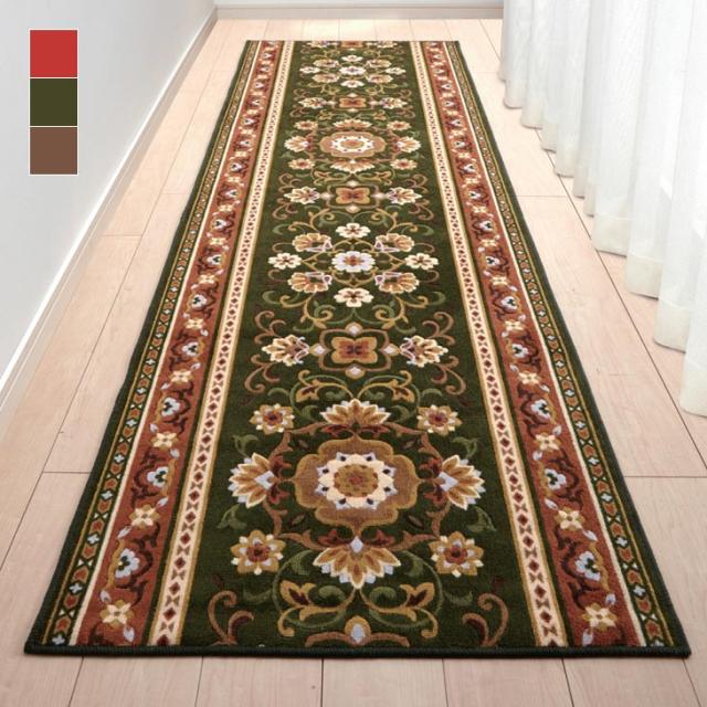 廊下敷 65×700cm 廊下 廊下マット 洗える 日本製 抗菌 防臭 吸水 速乾 アラベスク柄 ラグ ラグマット ロングマット カーペット 東レ 送料無料