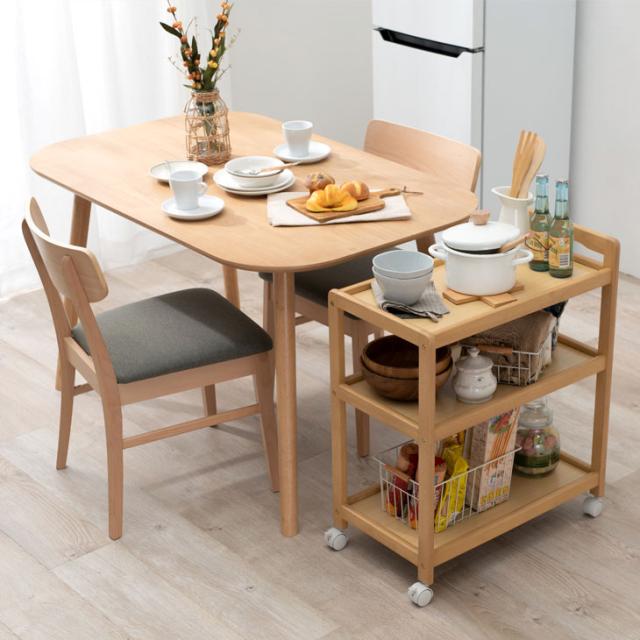 天然木キッチンワゴン VW-7977 キッチンワゴンキャスター付き キッチン
