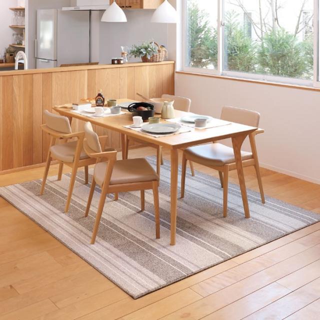 ラグ ダイニングラグ 220×250cm 日本製 ラグマット フロアマット 食卓 マット 床 ガード キズ防止 保護マット 抗菌 防ダニ 防汚 撥水 ストライプ柄 送料無料