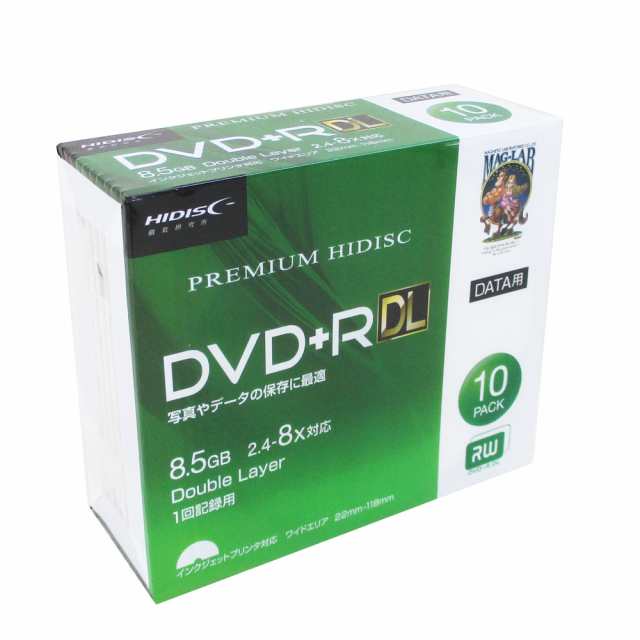 DVD R DL 片面2層 8倍速 8.5GB 10枚 スリムケース入り インクジェット 