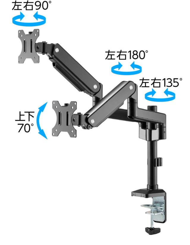 グリーンハウス 2画面メカニカルスプリング式ディスプレイ用アーム 4軸モデル 取り寄せ商品 グリーンハウス 液晶モニターアーム メカニカルスプリング 2画面