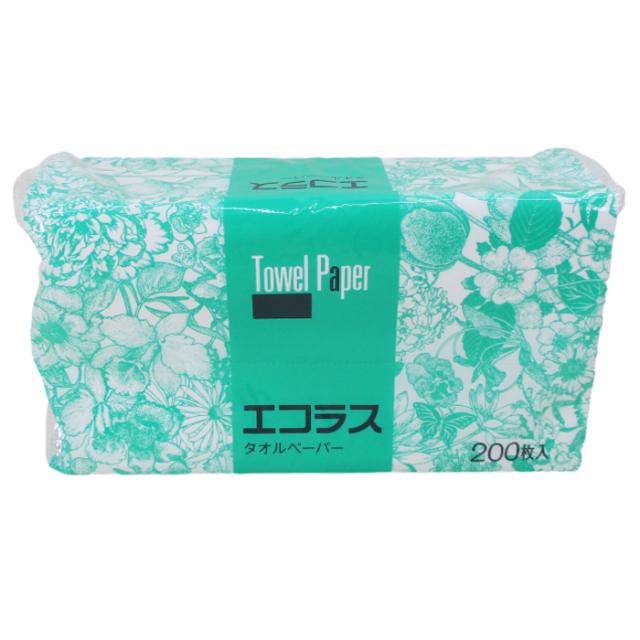送料無料 ペーパータオル 業務用 エコラスタオル 中判サイズ 220×230ｍｍ 200枚ｘ３０個（１ケース） メーカー直送 北海道沖縄離島配送不可