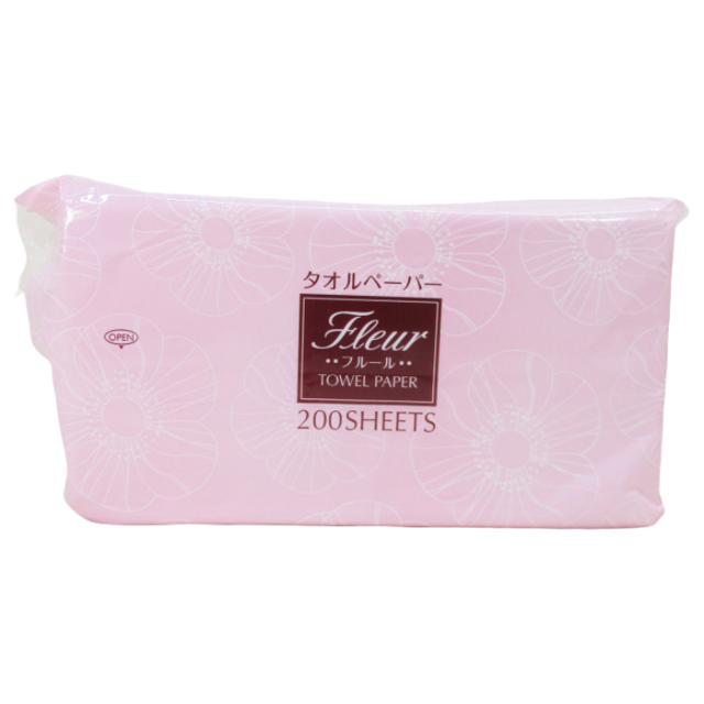 送料無料 ペーパータオル 業務用 フルールタオル 中判サイズ 220×230ｍｍ 200枚 ｘ３０パック（１ケース）代金引換便不可 メーカー直送の通販は