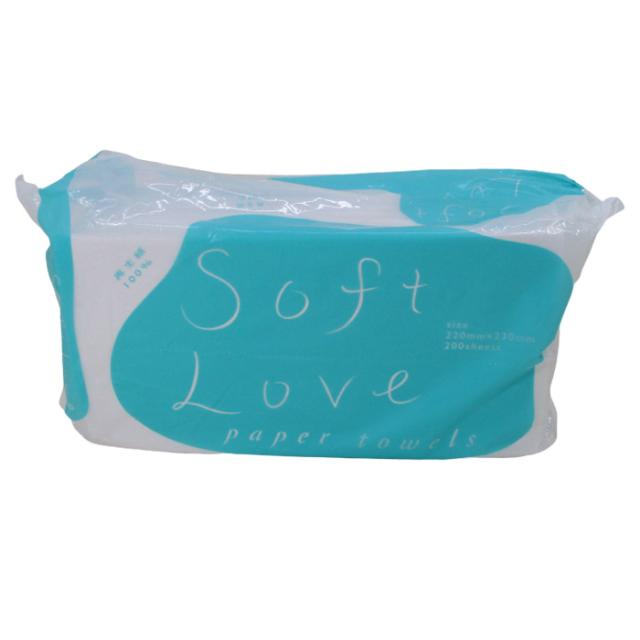 送料無料 ペーパータオル 業務用 再生紙100% ソフトラブ 中判サイズ 220×230ｍｍ 200枚ｘ３０個（１ケース）代金引換便不可 メーカー直送の通販は
