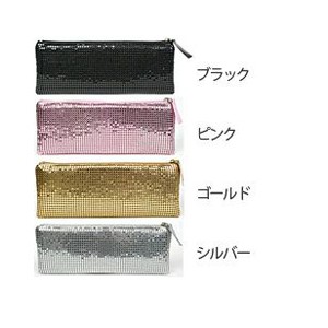 同梱可能 筆箱 フラットペンケース 昭和レトロ メタルメッシュ 3-12542-10/ブラック/8571ｘ１本