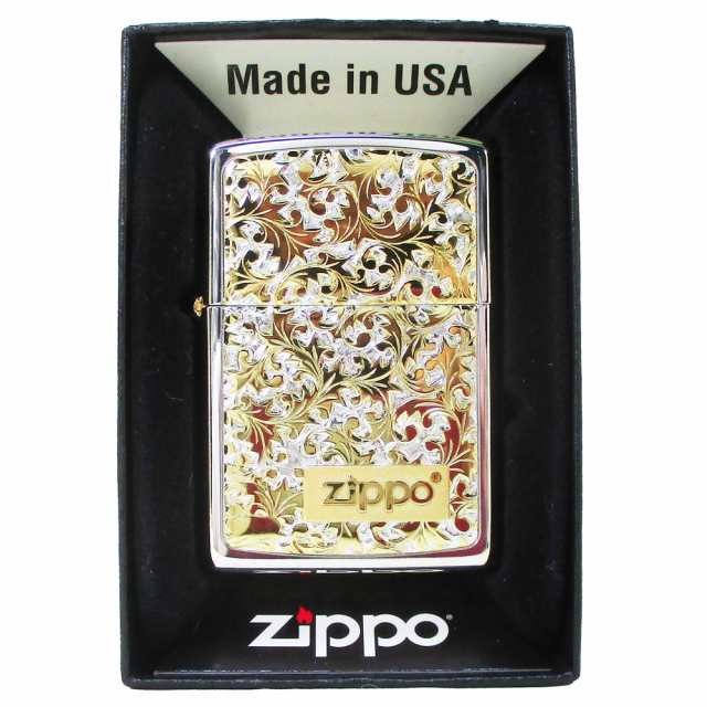 ZIPPO ジッポー オイルライター ペンギン 唐草 #K-8SGミラーｘ１個＆ギフトボックスセット（オイル＋フリント+BOX）