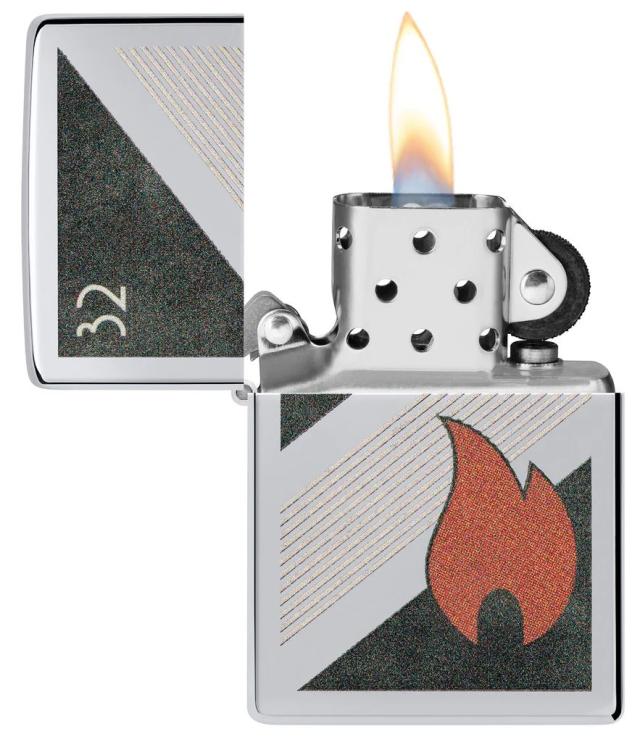 送料無料 ジッポー オイルライター アメリカ加工 32 Flame Design 48623&amp;ギフトボックスセット（オイル＋フリント+BOX）_1
